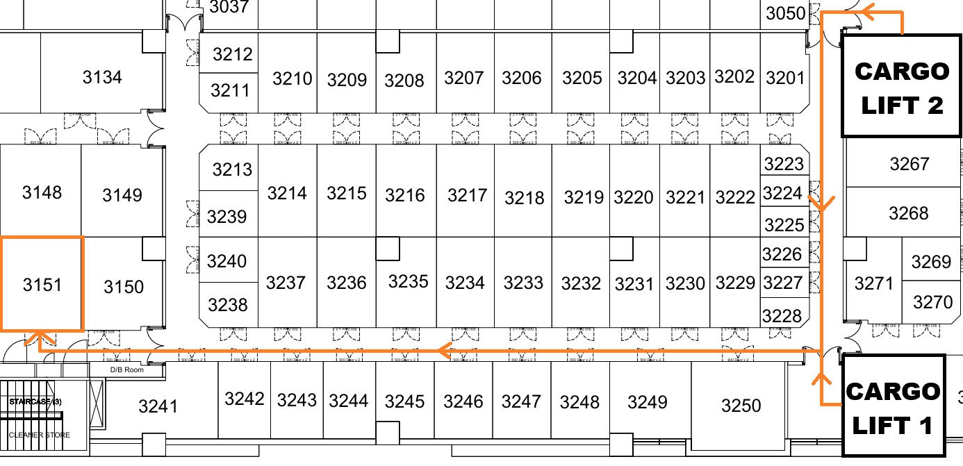 StorHub Kallang Level 3 route to storage unit 3151
